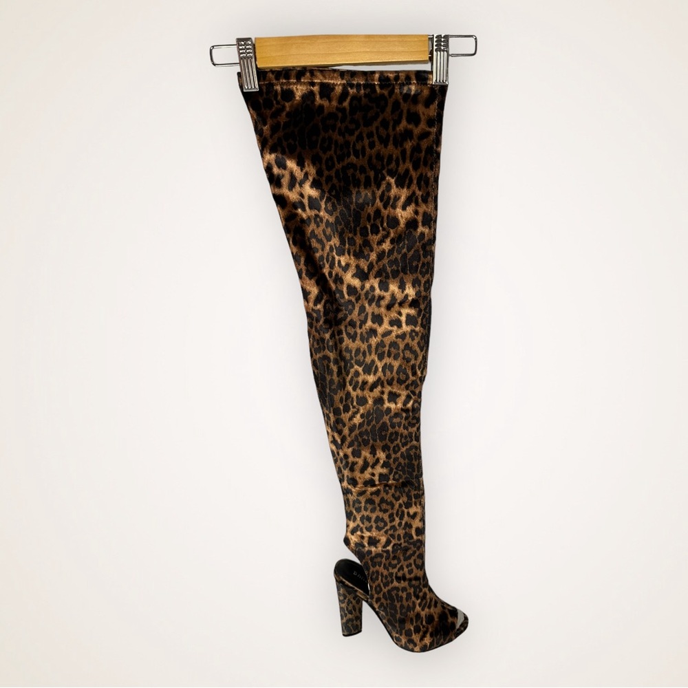 WOMENS Bamboo Sunlight Leopard Faux Suede
Peep Toe Open Heel